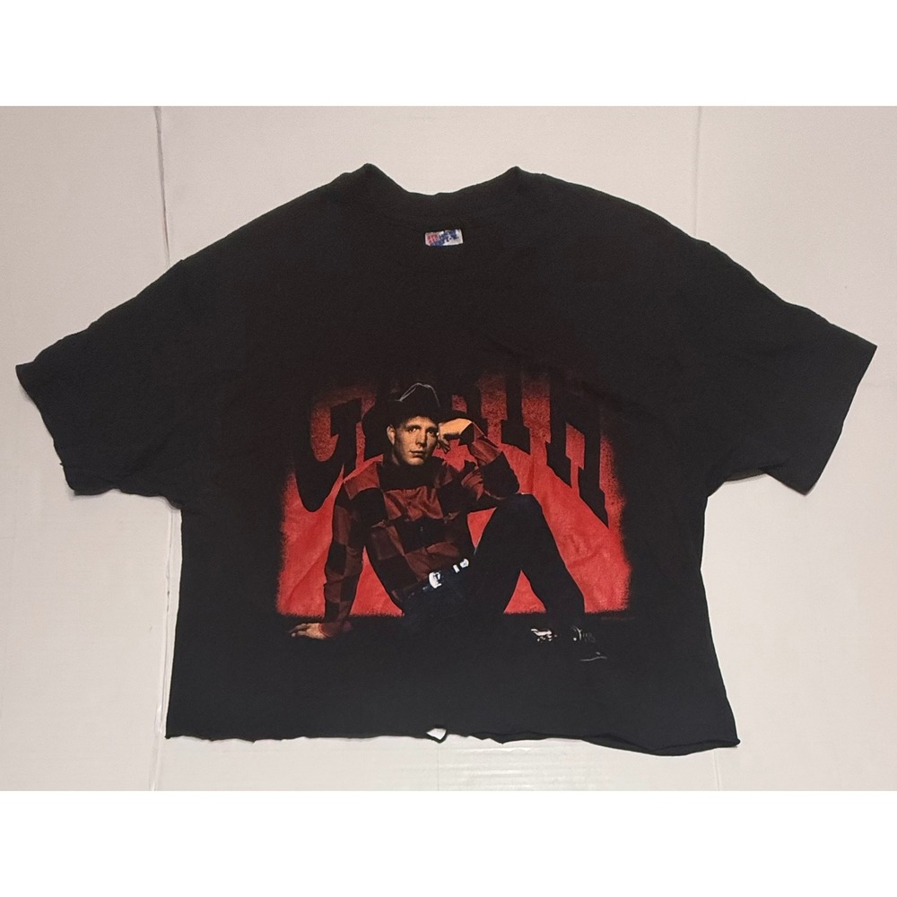 Vintage 1993 Garth Brooks‎ World Tour Shirt Hanes Beefy-T Cropped Black XL
